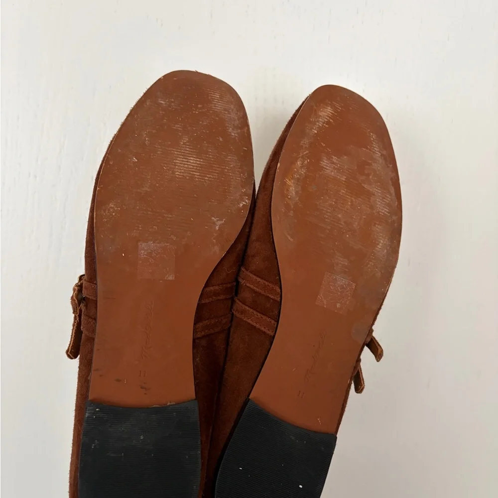 Madewell Brown Suede Flats with Bow Detail - Picture 3 of 4